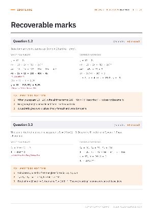 Sample report: Recoverable marks by question
